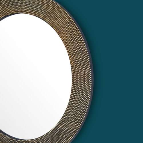 Wandspiegel 60 cm Metall Design Hängespiegel Gold Aluminium Dekospiegel Rund – Bild 6