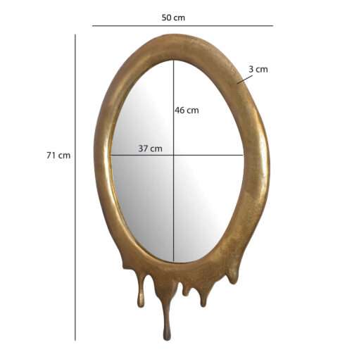 Wandspiegel 50x71 cm Metall Design Hängespiegel Gold Aluminium Dekospiegel Oval – Bild 4