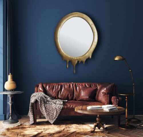 Wandspiegel 50x71 cm Metall Design Hängespiegel Gold Aluminium Dekospiegel Oval – Bild 3