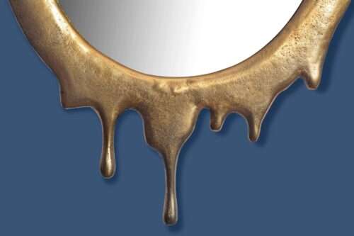 Wandspiegel 50x71 cm Metall Design Hängespiegel Gold Aluminium Dekospiegel Oval – Bild 5
