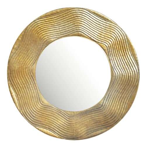 Wandspiegel 74 cm Metall Design Hängespiegel Gold Aluminium Dekospiegel Rund mit Rahmen – Bild 7