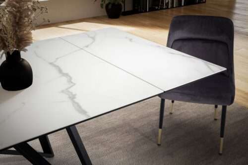 Esszimmertisch 180 - 260 cm Ausziehbar Keramik Glas Weiß Keramiktisch Marmor-Optik Groß – Bild 5