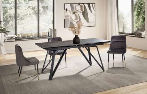 Esszimmertisch 180 - 260 cm Ausziehbar Keramik Glas Schwarz Keramiktisch Groß Designer Küchentisch – Bild 3