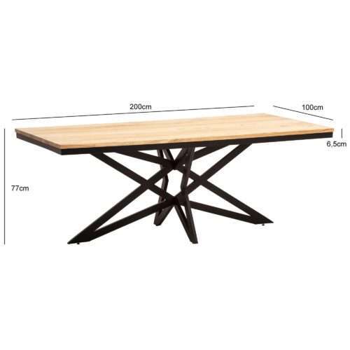 Esszimmertisch 200x100x77 cm Akazie Massivholz Metall Esstisch Industrial Küchentisch – Bild 3