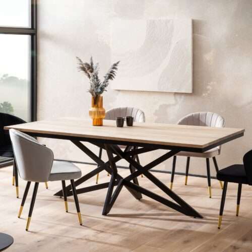 Esszimmertisch 200x100x77 cm Akazie Massivholz Metall Esstisch Industrial Küchentisch