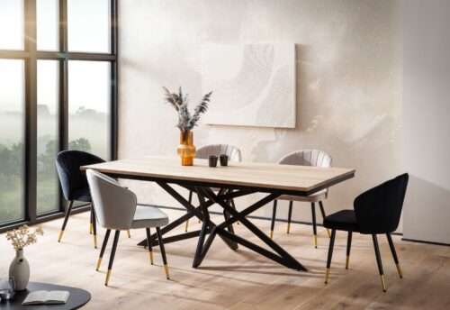 Esszimmertisch 200x100x77 cm Akazie Massivholz Metall Esstisch Industrial Küchentisch – Bild 2