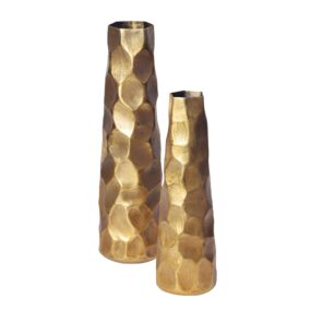 Deko Vase 2er Set Aluminium Gold Blumenvase Modern Dekovase