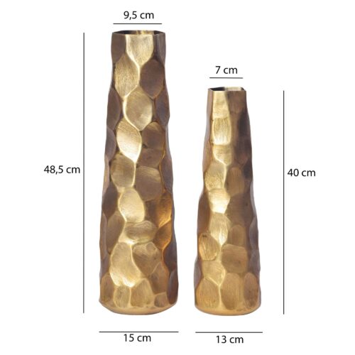 Deko Vase 2er Set Aluminium Gold Blumenvase Modern Dekovase – Bild 4