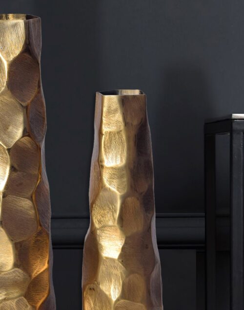 Deko Vase 2er Set Aluminium Gold Blumenvase Modern Dekovase – Bild 6