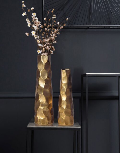Deko Vase 2er Set Aluminium Gold Blumenvase Modern Dekovase – Bild 3