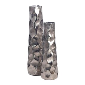 Deko Vase 2er Set Aluminium Silber Blumenvase Modern Dekovase
