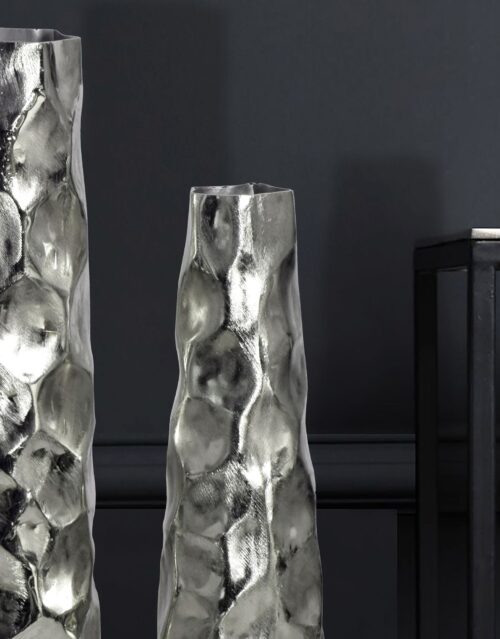 Deko Vase 2er Set Aluminium Silber Blumenvase Modern Dekovase – Bild 5