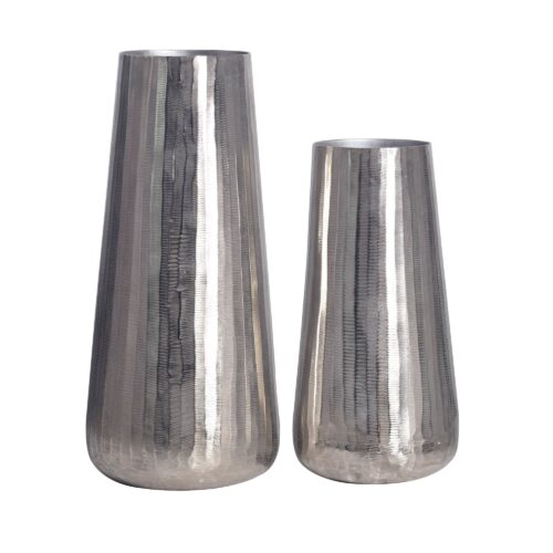Deko Vase 2er Set Aluminium Silber Rund Blumenvase Modern Dekovase – Bild 7