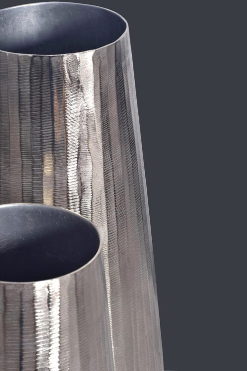 Deko Vase 2er Set Aluminium Silber Rund Blumenvase Modern Dekovase – Bild 6