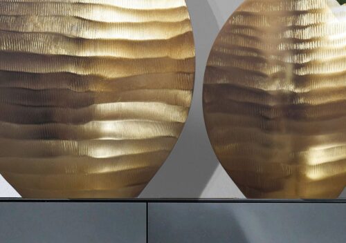 Deko Vase 2er Set Aluminium Gold Blumenvase Wellenmuster Modern Dekovase – Bild 6