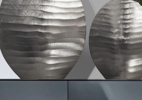 Deko Vase 2er Set Aluminium Silber Blumenvase Wellenmuster Modern Dekovase – Bild 6