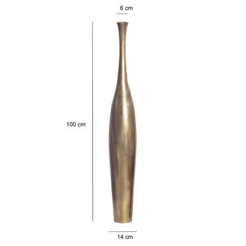 Deko Vase BOTTLE L 100 cm Aluminium Gold Blumenvase Modern – Bild 4