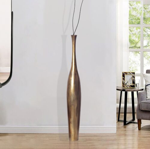 Deko Vase BOTTLE S 75 cm Aluminium Gold Blumenvase Modern – Bild 3