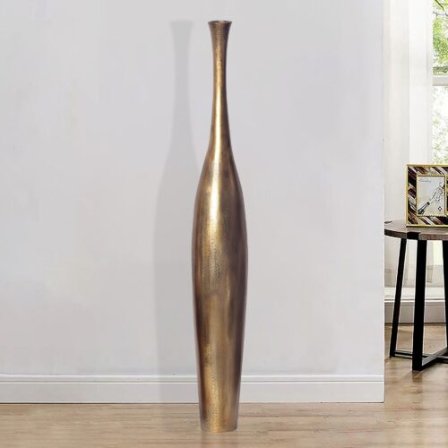 Deko Vase BOTTLE S 75 cm Aluminium Gold Blumenvase Modern – Bild 2