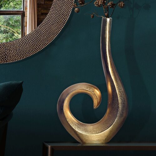 Deko Vase 47 cm Aluminium Gold Spirale Blumenvase Modern Klein – Bild 2
