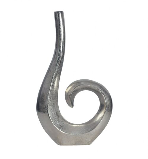 Deko Vase 47 cm Aluminium Silber Spirale Blumenvase Modern Klein