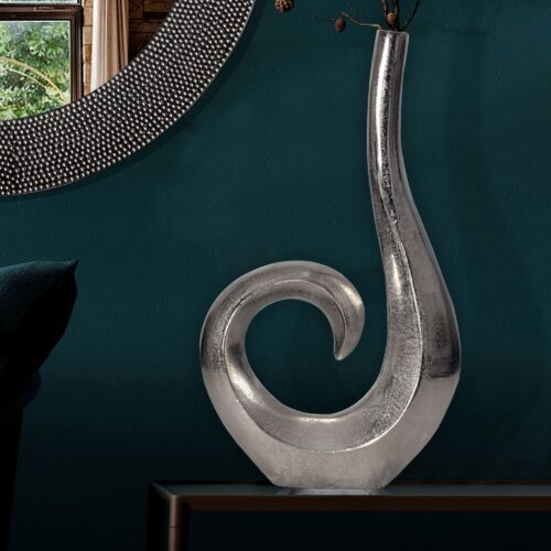 Deko Vase 47 cm Aluminium Silber Spirale Blumenvase Modern Klein – Bild 2