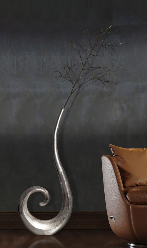 Deko Vase 100 cm Aluminium Silber Spirale Blumenvase Modern Groß – Bild 3