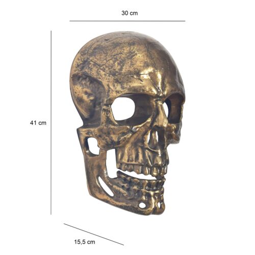 Wanddeko Totenkopf Aluminium Gold 41 cm Schädel Groß Design Wanddekoration – Bild 4