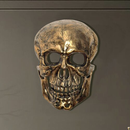 Wanddeko Totenkopf Aluminium Gold 41 cm Schädel Groß Design Wanddekoration – Bild 2
