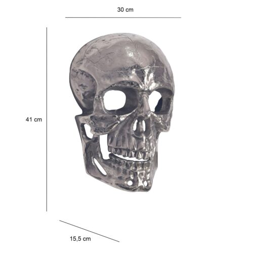 Wanddeko Totenkopf Aluminium Silber 41 cm Schädel Groß Design Wanddekoration – Bild 4