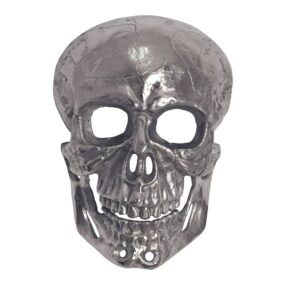 Wanddeko Totenkopf Aluminium Silber 41 cm Schädel Groß Design Wanddekoration