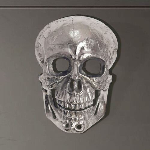 Wanddeko Totenkopf Aluminium Silber 41 cm Schädel Groß Design Wanddekoration – Bild 2