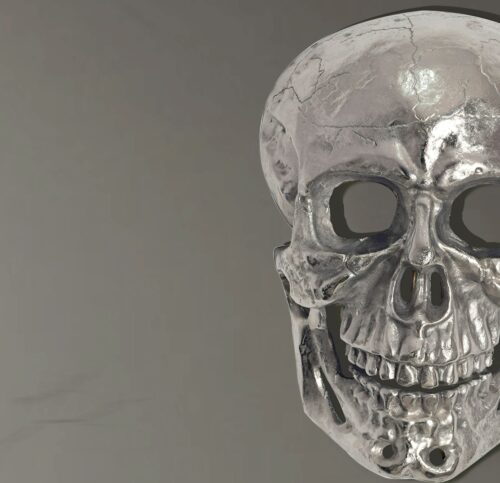 Wanddeko Totenkopf Aluminium Silber 41 cm Schädel Groß Design Wanddekoration – Bild 5
