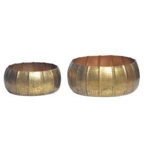 Pflanzgefäß 2er Set Metall Pflanzkübel Gold Design Pflanzenkübel Aluminium Rund