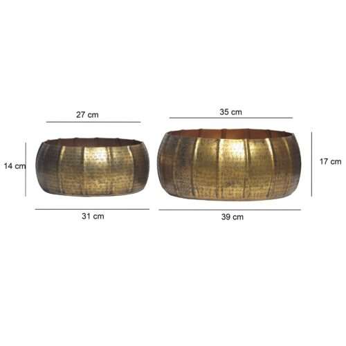 Pflanzgefäß 2er Set Metall Pflanzkübel Gold Design Pflanzenkübel Aluminium Rund – Bild 4