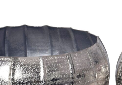 Pflanzgefäß 2er Set Metall Pflanzkübel Silber Design Pflanzenkübel Aluminium Rund – Bild 6