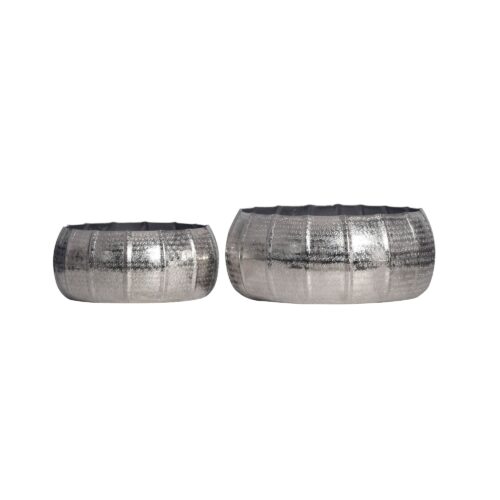 Pflanzgefäß 2er Set Metall Pflanzkübel Silber Design Pflanzenkübel Aluminium Rund – Bild 7