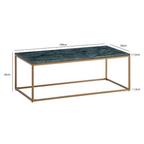 Couchtisch Echter Marmor Grün 100x50x35 cm Sofatisch Metall Gold Design – Bild 4