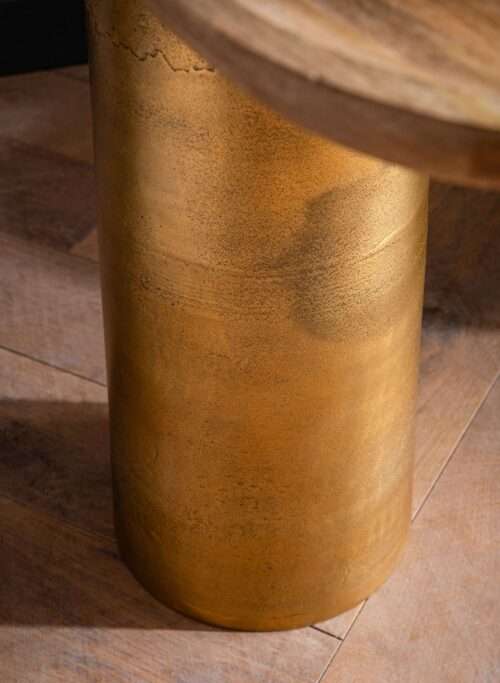 Beistelltisch Mango Massivholz Metall 50x30x52 cm Anstelltisch Kleiner Abstelltisch Oval – Bild 6