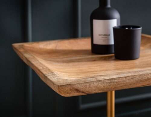 Beistelltisch Mango Massivholz Echter Marmor 35x35x55 cm Anstelltisch Kleiner Abstelltisch – Bild 5