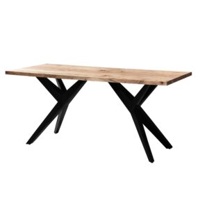 Esszimmertisch 120x60x76 cm Akazie Massivholz Metall Esstisch Loft-Style Küchentisch mit