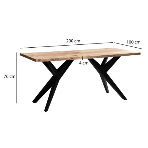 Schreibtisch 200x100x76 cm Akazie Massivholz Computertisch Loft-Style Homeoffice – Bild 4