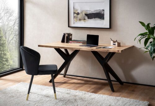 Schreibtisch 200x100x76 cm Akazie Massivholz Computertisch Loft-Style Homeoffice – Bild 3